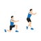 Man doing Split squat jump exercise. Flat vector