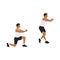 Man doing Split squat jump exercise. Flat vector