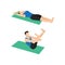 Man doing star crunch or crunches. Abdominals exercise