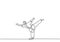 Man is doing Taekwondo training continuous single line drawing vector illustration. Pofessional senior male standing with one leg