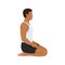 Man doing Thunderbolt Pose, Adamantine Pose, Diamond Pose. Practice Vajrasana