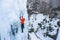 Man doing a vertical ice climb