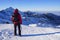 Man doing winter trekking in the mountains