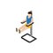 Man doing workout in gym icon, isometric 3d style