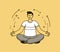 Man doing yoga. Meditation, relax in linear style. Vector illustration