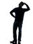 Man doubtful thinking silhouette full length