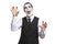 Man in dracula fancy dress costume