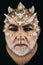 Man with dragon skin and white beard. Monster with sharp thorns and warts on face, horror and fantasy concept. Demon