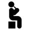 Man drinking alcohol from bottle of beer wine drunk people concept stick use beverage drunkard booze sit on box icon black color