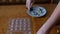 Man drinking quail eggs the process of eating healthy food