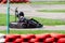 Man drive go kart on track