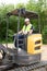 man driver excavator loader machine during earthmoving works outdoors at construction