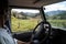 Man drives a Land Rover pickup through the rural landscapes and mountains of the state of Minas Gerais