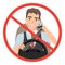 Man driving a car talking on the phone. sign stop danger
