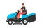 Man driving a riding lawn mower