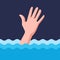 Man is drowning. hand asks for help