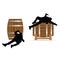 Man drunk on barrel illustration