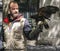 Man and eagle in the street,porto