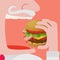 Man eating a Big hamburger vector comic