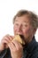Man eating large sandwich