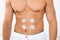 Man with electrodes on stomach