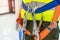 Man for emergency service secured by a carabiner hook