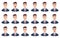 Man emotions. Facial characters different faces sadness hate smile head portrait vector characters