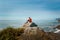 Man enjoying the view over the Californian coast on