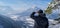 Man enjoys the view and looks down on Garmisch-Partenkirchen and Farchant