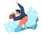 Man Entrepreneur Character Drowning in Water Vector Illustration