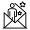 Man in an envelope icon, outline style