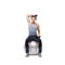 Man, exercise ball or portrait in studio for dumbbell workout performance, wellness or white background. Strong male