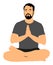 Man exercises yoga, sitting pose .