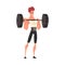 Man Exercising with Barbell, Professional Bodybuilder Character, Active Sport Lifestyle Vector Illustration