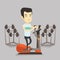 Man exercising on elliptical trainer.