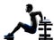 Man exercising fitness crunches Bench Press exercises silhouette