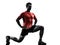 Man exercising fitness workout lunges crouching silhouette