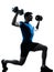 Man exercising weight training workout posture