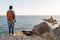Man exploring Spanish coastline