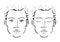 Man Face chart Makeup Artist Blank. Template.