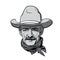 Man face with cowboy hat. Western. Portrait. Digital Sketch Hand Drawing Vector. Illustration.