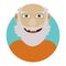 Man face emotive icon. Old man with beard smiling isolated flat vector illustration Happy human psychological portrait.