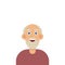 Man face emotive icon. Old man in glasses with mustache smiling flat