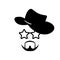 Man face with glasses, beard and cowboy hat. Photo props. Cowboy. Vector