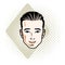 Man face, human head. Vector character, handsome brunet male wit