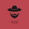 man face mustache and beard neatly hat for haircut icon and logo