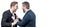 Man face portrait, banner with copy space. two colleagues have disagreement and conflict. businessmen face to face.