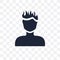 Man face with spiky hair transparent icon. Man face with spiky h