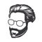 Man face with vintage hairstyles beard and sunglass vector line art illustration