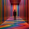 Man In Fantastical Optical Illusion Room - High Quality Photo